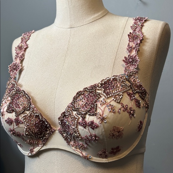 Marciano embellished bra with floral embroidery and beadwork size 36 D - Picture 5 of 10